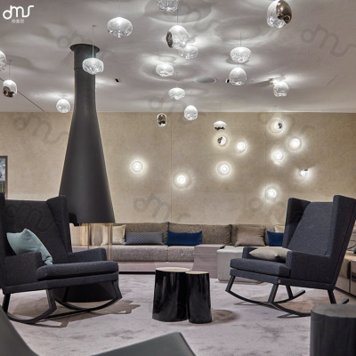 帝美斯酒店大堂KTV會所售樓處沙盤區商場玻璃吊燈異形吊燈樓梯燈