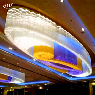 會所KTV酒店豪宅宴會廳別墅售樓部沙盤非標(biāo)圓形水晶吊燈工程定制