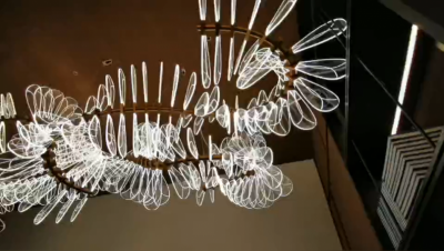 商場酒店售樓處沙盤區大型吊燈骨架狀亞克力吊燈